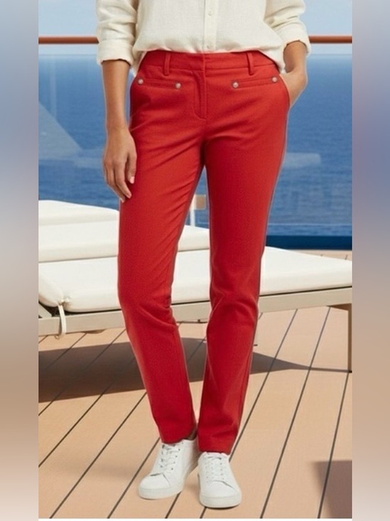 Larry Levine Pants - Larry Levine Vibrant Cherry Red Tailored  Straight Leg Pants Size 8 NWOT